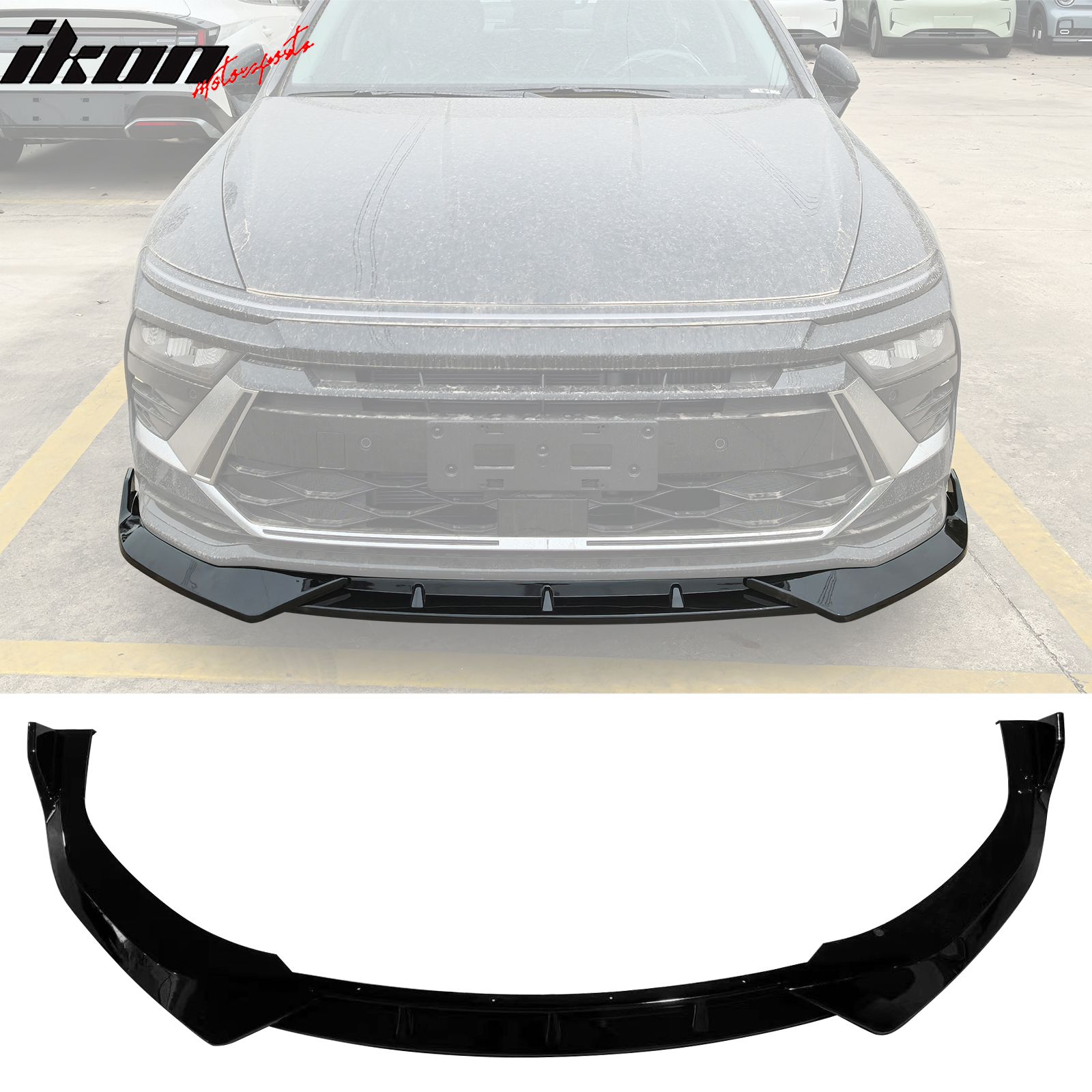 Fits 2024-2025 Hyundai Sonata IKON V1 Style 3PCS Front Bumper Lip Chin Gloss Black