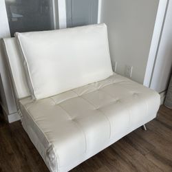 Twin-size White Leather Futon