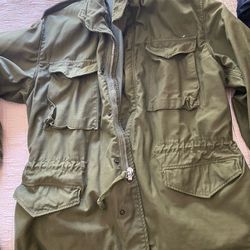 Vintage Late 70s Army Field Jacket Size  Large long