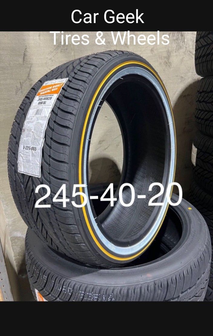 245/40R20 Vogue Gold White Strip Set of 4 tires for sale