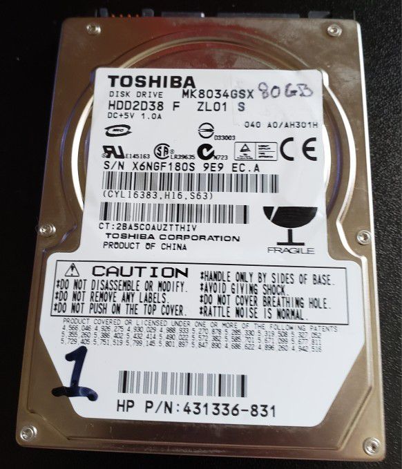 Toshiba 80 Gb 2.5 Hdd