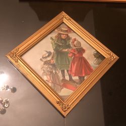 Vintage Victorian Framed Christmas Xmas Print