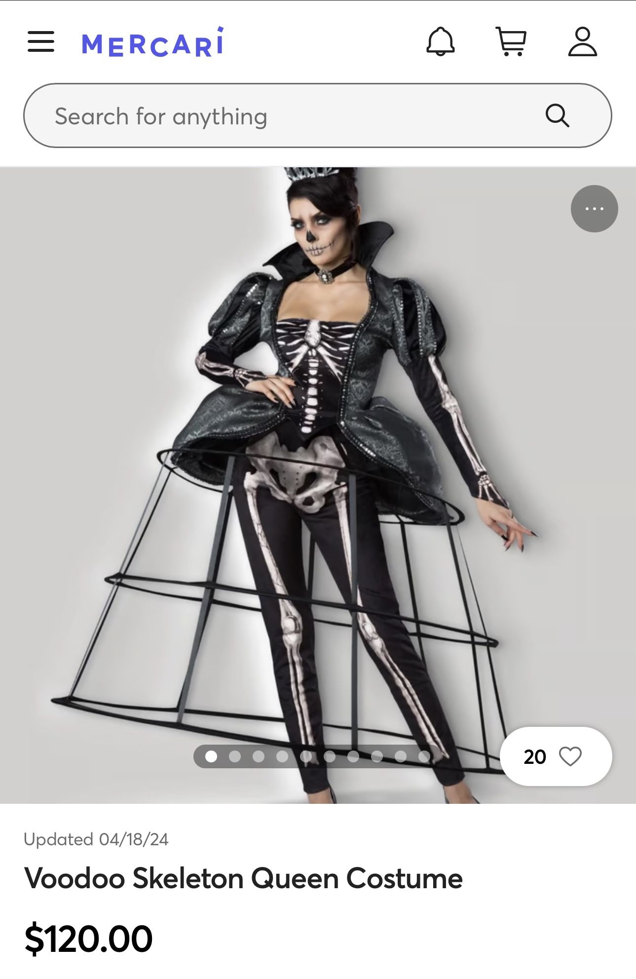 Adult Skeleton Queen Costume, Medium Size