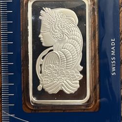1 Oz. Silver PAMP  Lady Fortuna .999 Fine Silver Bar In Assay.