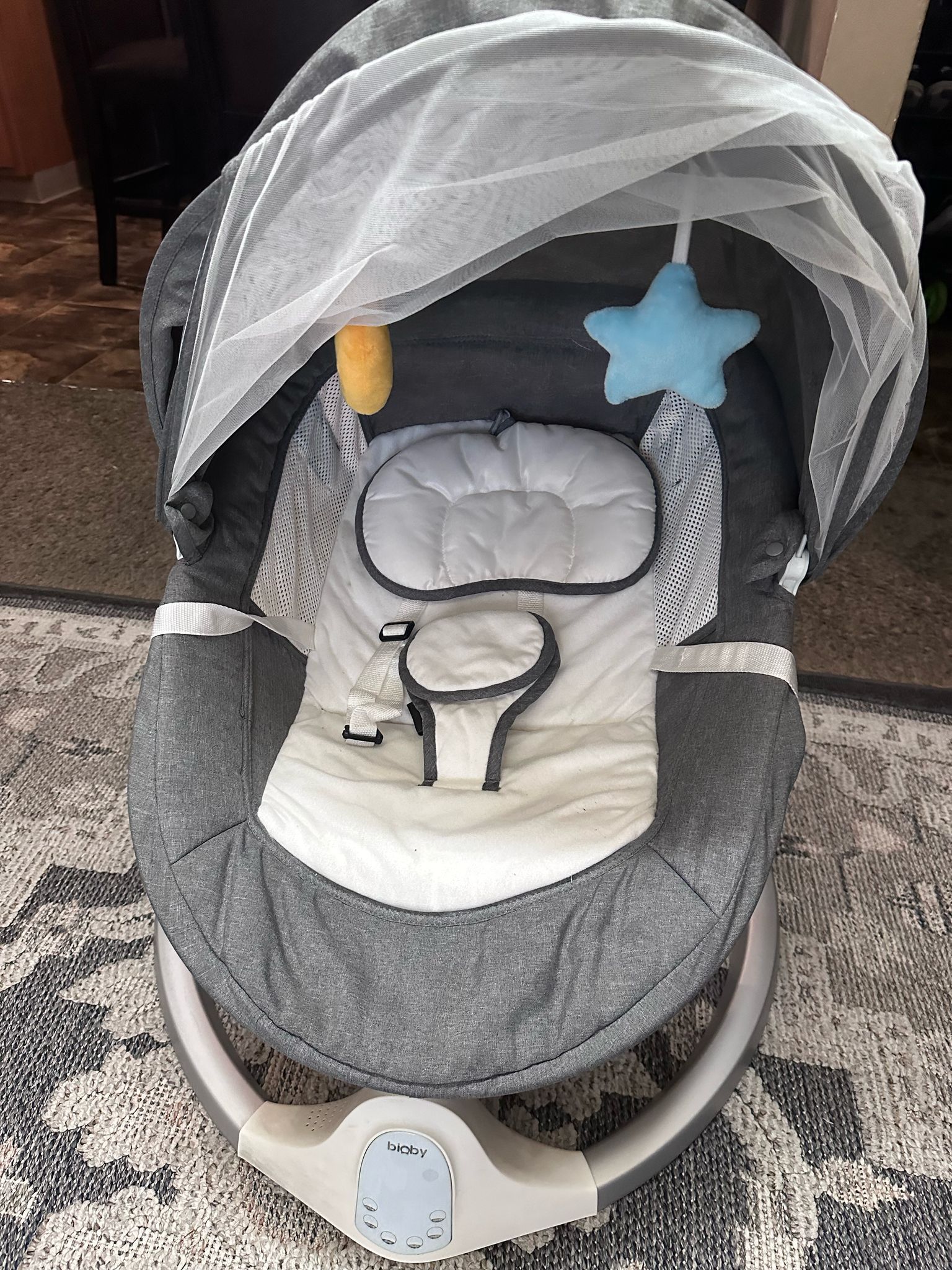 Baby Swing for Infants - Smart Electric Swing with Bluetooth Control,5 Sway Speed, Lullabies(Gray)