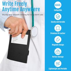 Nursing Clipboard Foldable, Premium Leather Texture, Tri-Fold