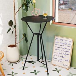 Bar Table for Home Pub Bistro, Cocktail Bar Dining Table for Kitchen Restaurant Patio More, Breakfast Bar Table High Table with Round Table Top 1m Cou