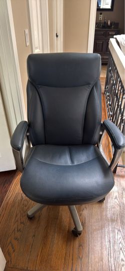 Lazyboy blue leather office chair