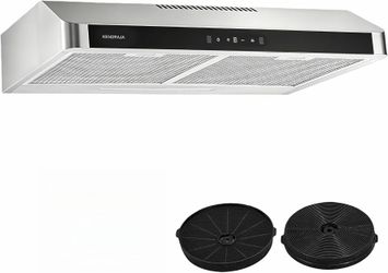 30 Inch Under Cabinet Vent Hood with Brighten Light | 550 CFM Large Flow| Ducted/Ductless Range Hood with Charcoal Filter| 3- Speed Gesture/Touch Cont