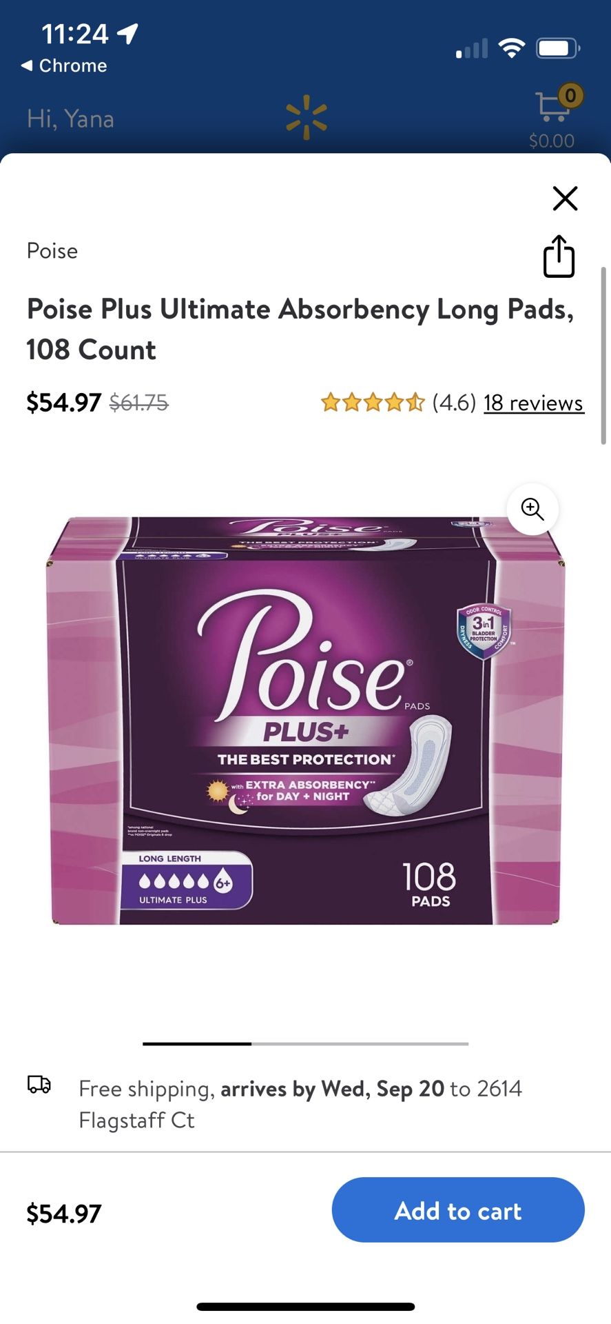 Poise Plus Ultimate Absorbency Long Pads, 108 Count,  24 Count; Solimo Protective underwear (L) - 17 Count 