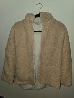 Tan Sherpa Hooded Fleece Jacket