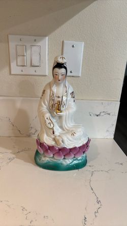 Porcelain Guanyin Statue on Lotus Base
