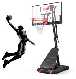 Portable Basketball Hoop Outdoor 40 Inch, 5.5-10 FT Adjustable Goal
Shatterproof PC Backboard, Stable Fillable Base & Extra Base Anchor, Teens/Adults/