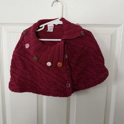 gymboree girls rocky mountain cable knit capelet poncho red crochet petals 5/6