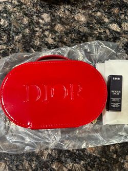 NEW CHRISTIAN DIOR RED TRAIN CASE WITH ROUGE DIOR COUTURE LIPSTICK IN 999…$30 for the set!