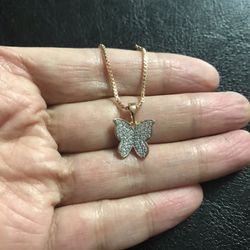 Gold Plated Butterfly 🦋 Pendant(small )With Chain 