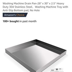 Washing Machine Drain Pan-28" x 30" x 2.5" Heavy Duty 304 Stainless Steel，