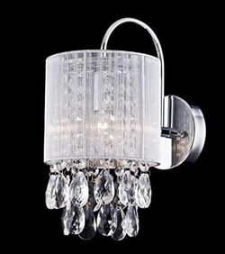 CLAXY Ecopower 11 inch Lighting Modern Metal Chrome Crystal Wall Sconce 1 Light