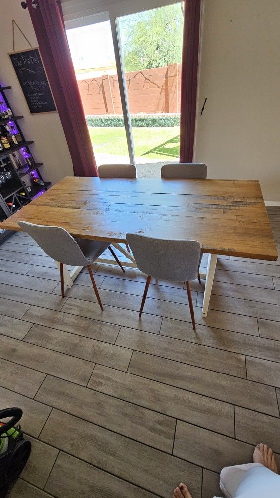 72x36" Dining Table Farmhouse Hardwood And Chair Set