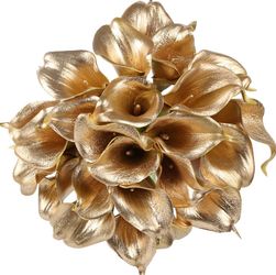 IPOPU Gold Calla Lilies Artificial Flowers (24 Count)