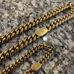 Balanzi Gold Cuban Chain and Bracelet
