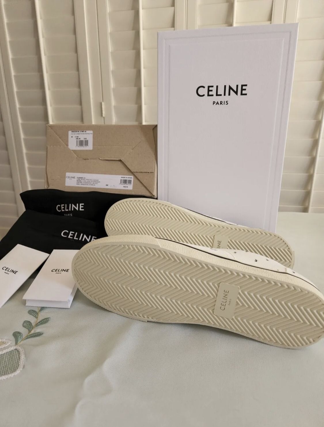 【送料&関税込】Celine Elliot Sneakers CELINE Elliott Low Lace canvas 38AW Black/ white Mens Size