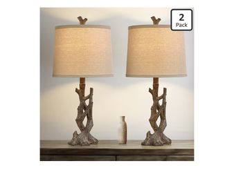 23" Rustic Farmhouse Table Lamp Country Cottage Lamps for Nightstand
