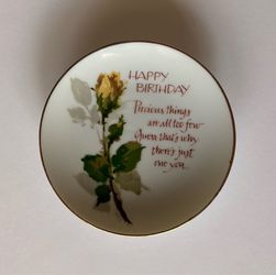 Vintage 1976 American Greetings Lasting Treasures Mini Plate Happy Birthday Rose