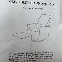 Da Vinci Olive Glider and Ottoman