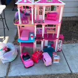 Barbie Doll house  With All Accessories (Barbie Dolls, Barbie Car, Camper Etc…)