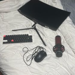 Monitor, Keyboard, mouse, mic 