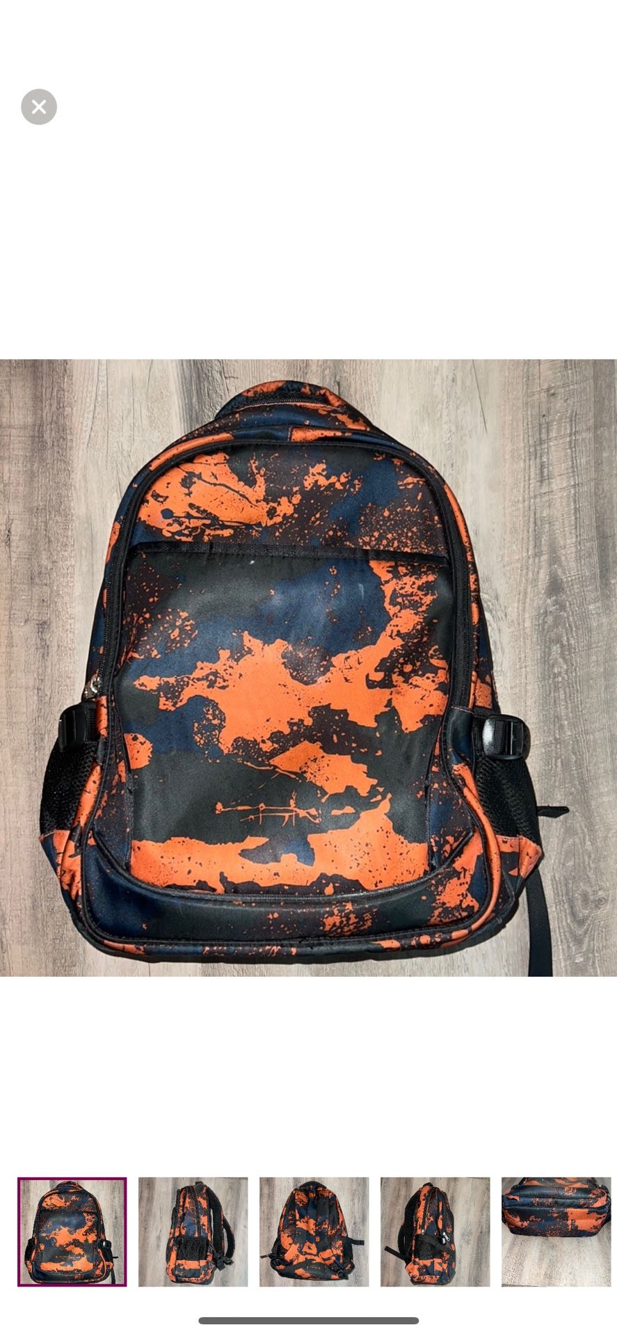 Navy/black/orange Camouflage Backpack