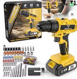 New Cordless Drill Driver Set w/ Battery, Charger & 100+ Accessories