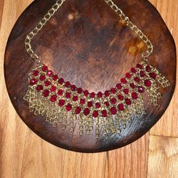 Ruby Gem Gold Plated Necklace