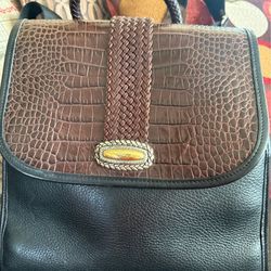 Brighton Leather Croc Embossed Satchel / Bacpack