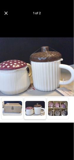 NEW fall Acorn and mushroom decorative mug set (6)