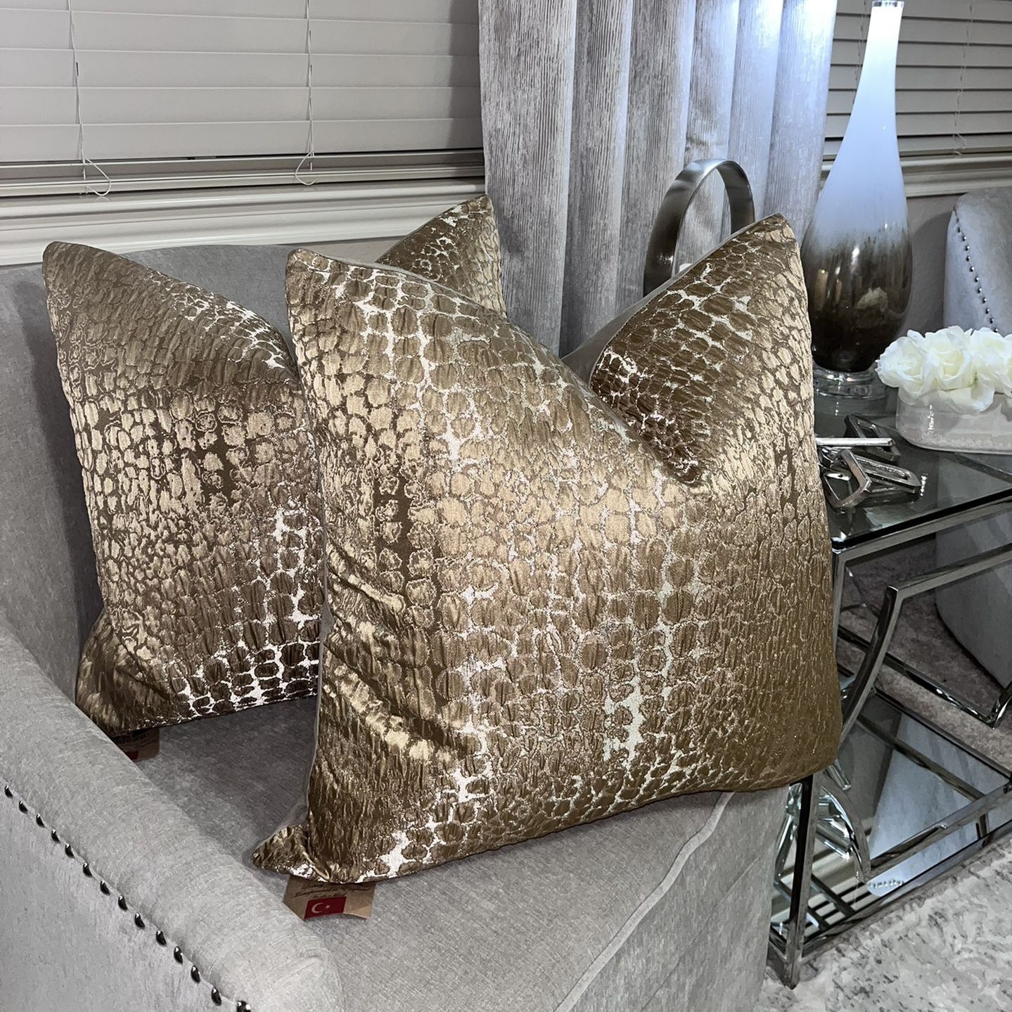2 NWT CALDEIRA MADE IN UK EMBOSSED CROC DECORATIVE PILLOWS for Sale in Forney TX OfferUp
