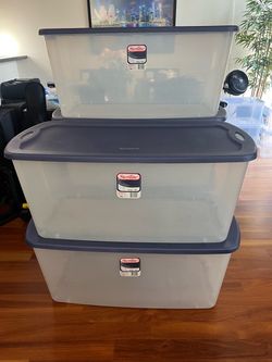 5 Sterilite 50-Gallon Storage Containers w/ Lids – $40
