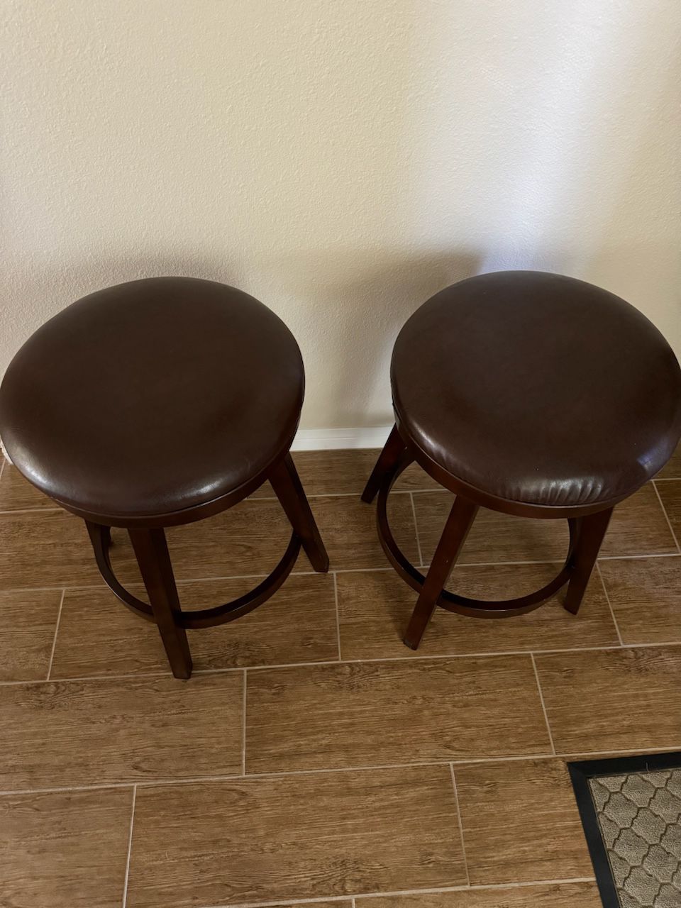 Brown Leather Bar/Counter Stools