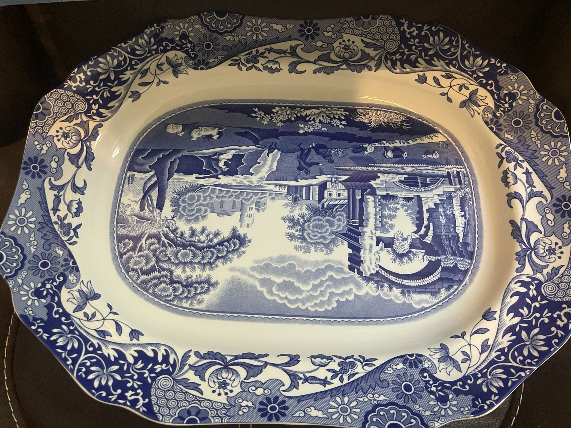 Blue Spode Oval Platter -great Condition