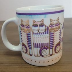 Vtg. Cat Coffe Mug Laurel Burch Gold Accent Kitty