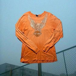 Vintage Orange Harley Davidson Long Sleeve