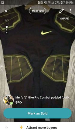 New!! Nike pro combat "Large" padded football shirt