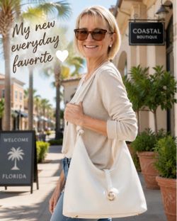 NWT Pearl White Vegan Leather Slouchy Shoulder Handbag
