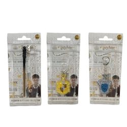 Harry Potter Premium Keychain Collection Set Of 3 Wand, Hufflepuff, Raveclaw New
