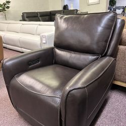 Furniture- Zero Gravity Real Leather Reclining Chair- Derban