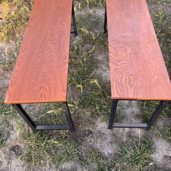 Pair Of Wood Benches 