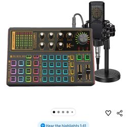 sktome Podcast Equipment Bundle, K300 Sound Card with Podcast Microphone, Audio Interface for Music Recording Karaoke Singing Broadcast (AM200-K300S2)
