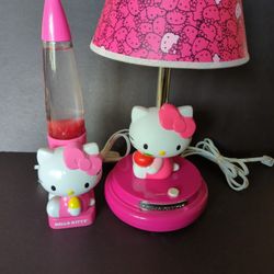 Hello Kitty Sanrio Vintage Lava Lamp & Table Lamp Set-Pre-Owned $50 For Both