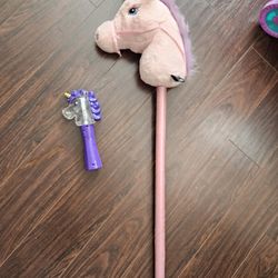 Plush Riding Stick Unicorn and toy